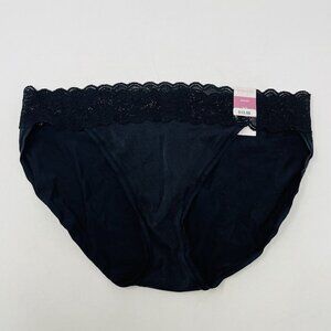 Ambrielle Womens Size Small/5 Lace Trim Super Soft Bikini Panty in Black 1235